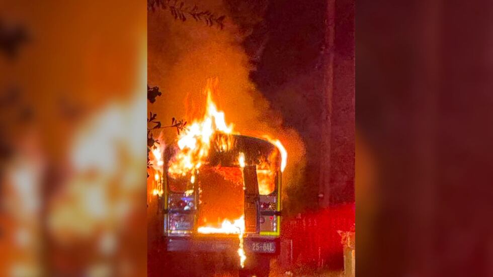 The Calcasieu Parish School Board says only the driver was on board at the time of the fire....