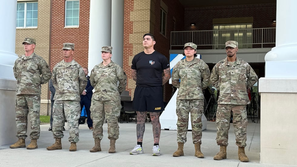 The Secretary of the Army, Hon. Dan Driscoll, awarded First Sgt. Joshua Arnold, Master Sgt....