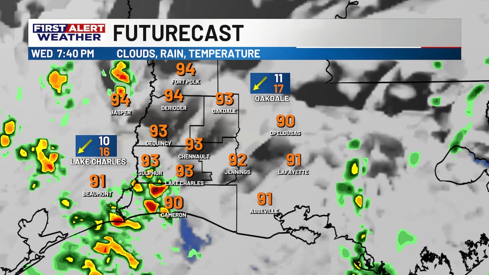 A few spotty downpours are possible through the late evening hours