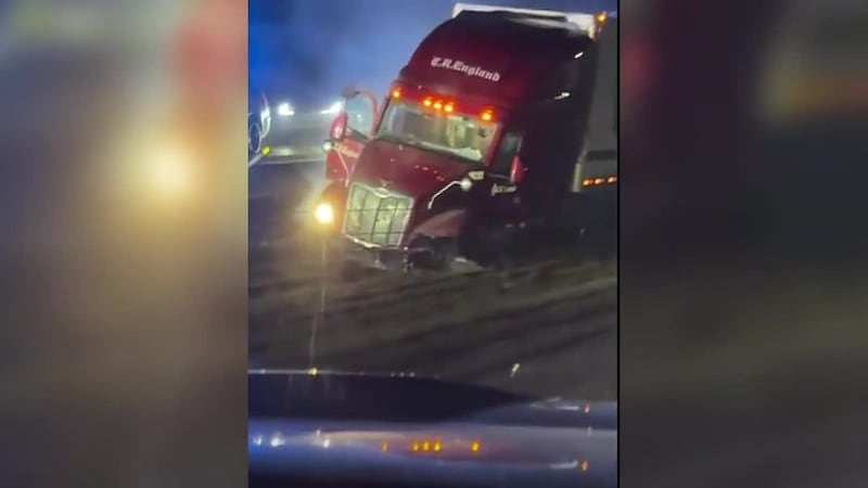 An 18-wheeler crashed in the median near Welsh after a multi-agency pursuit that began with an...