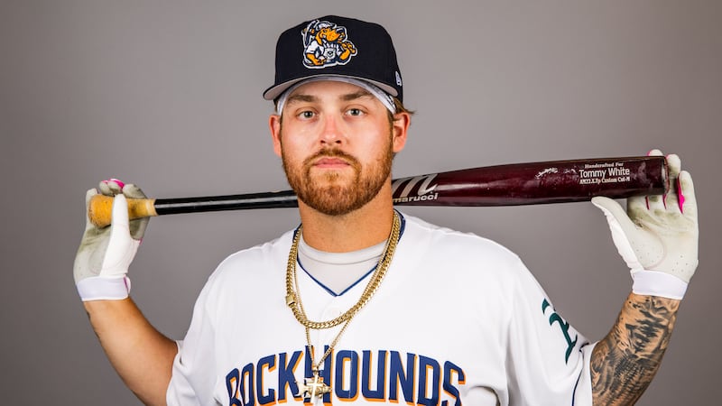 MIDLAND, TX - MARCH 30: Tommy White #23 of the Midland Rockhounds poses for a photo during the...