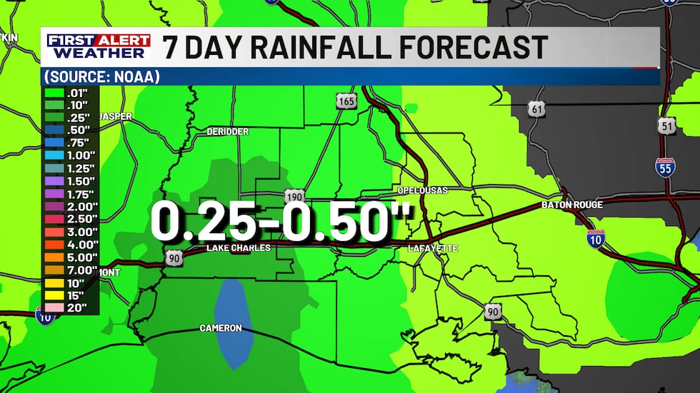 Rain chances increasing a little later on in the work week