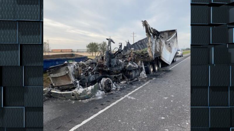 18-wheeler fire causing traffic on I-10 E near Lacassine