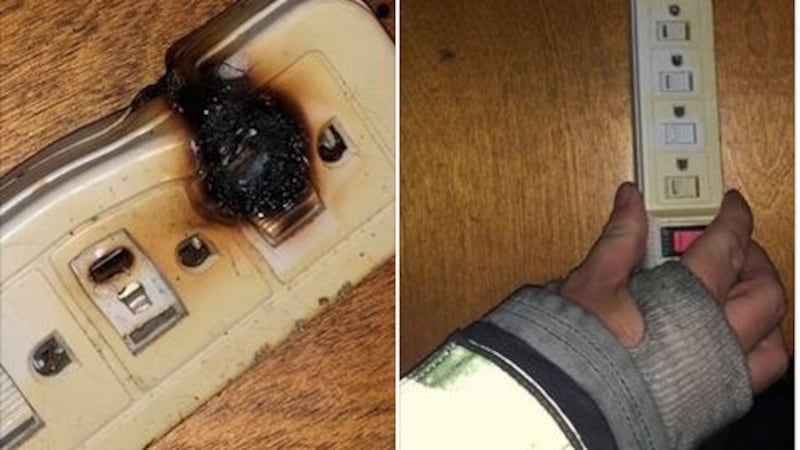 damaged surge protector examples burn marks melting