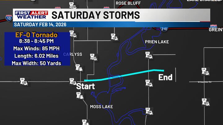 Gray Intensity Scale Tornado touched down in Carlyss during Saturday night’s storms, weather ...