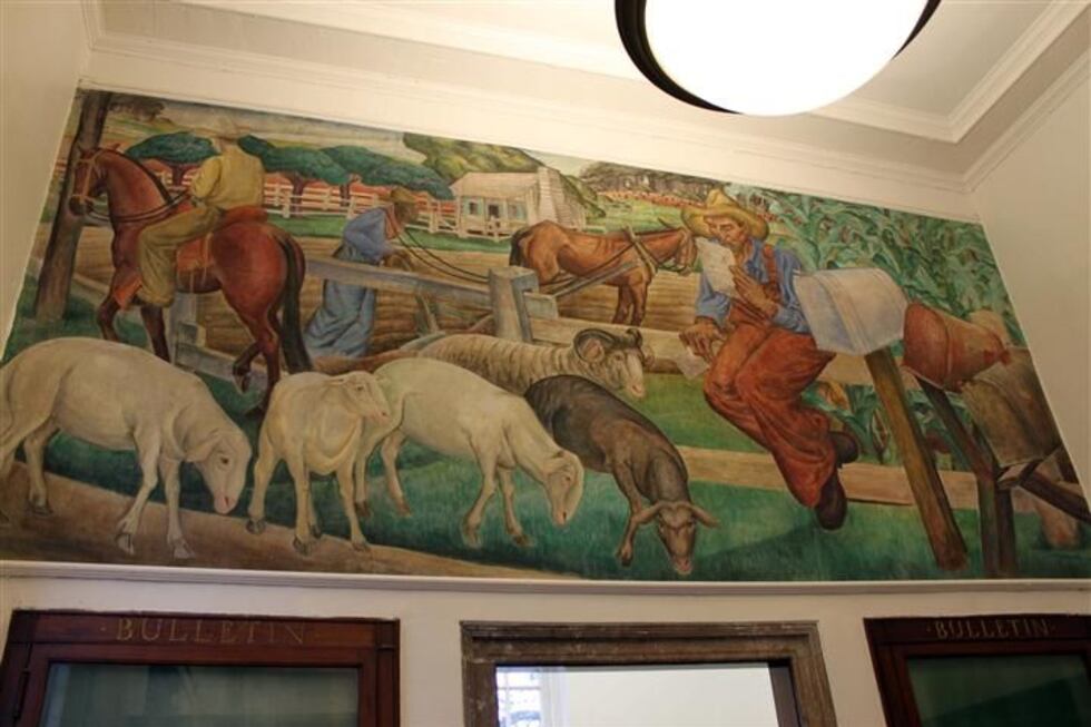 Conrad Albrizio painted this fresco, considered a state treasure, in the post office in 1936.