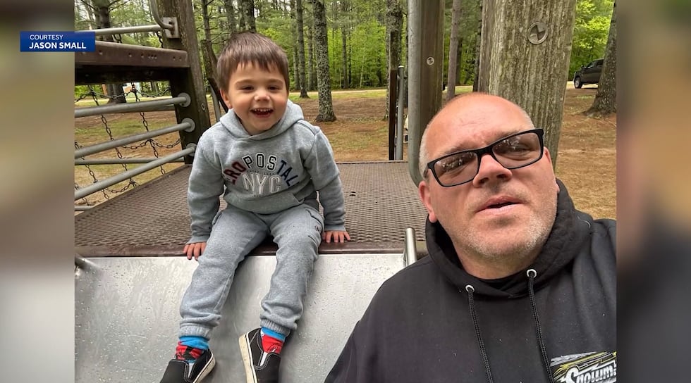 Simon Gonzalez is pictured with his grandfather Jason Small.