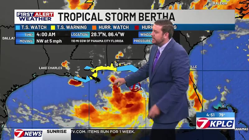 Tropical Storm Bertha continues to push west