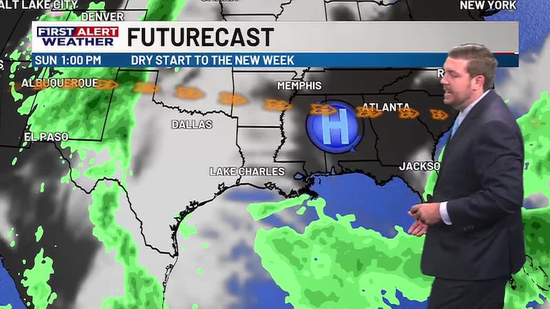 Drier weather pattern through early week
